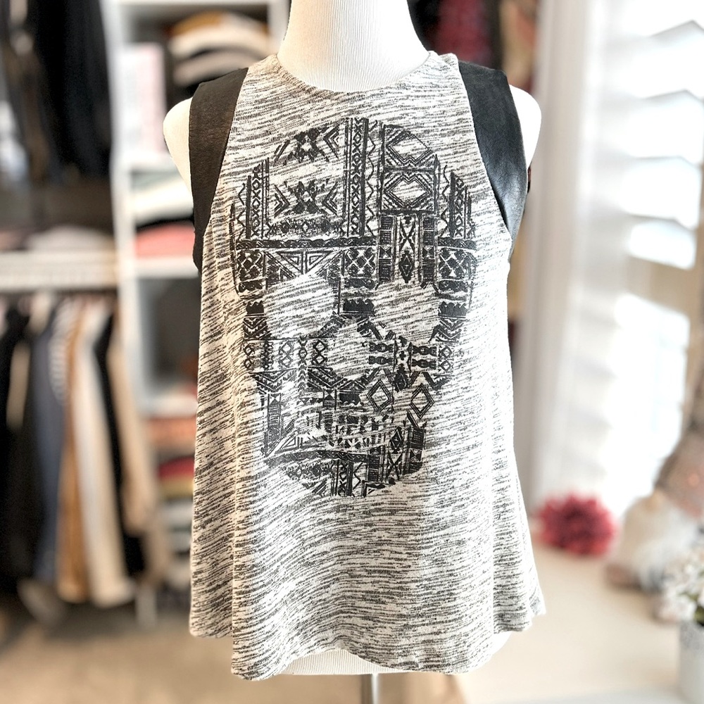 Promod Gray Skull with Faux Leather Accent